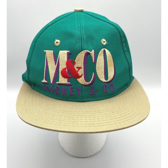 Vintage Disney Universal Mickey & Co Teal Brown Snapback Hat Cap Mickey Mouse - Picture 1 of 8